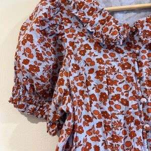 Madewell Floral Dress with Ruffle Collar